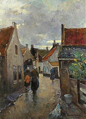 Hermann Groeber Die Dorfstrabe Norge oil painting art
